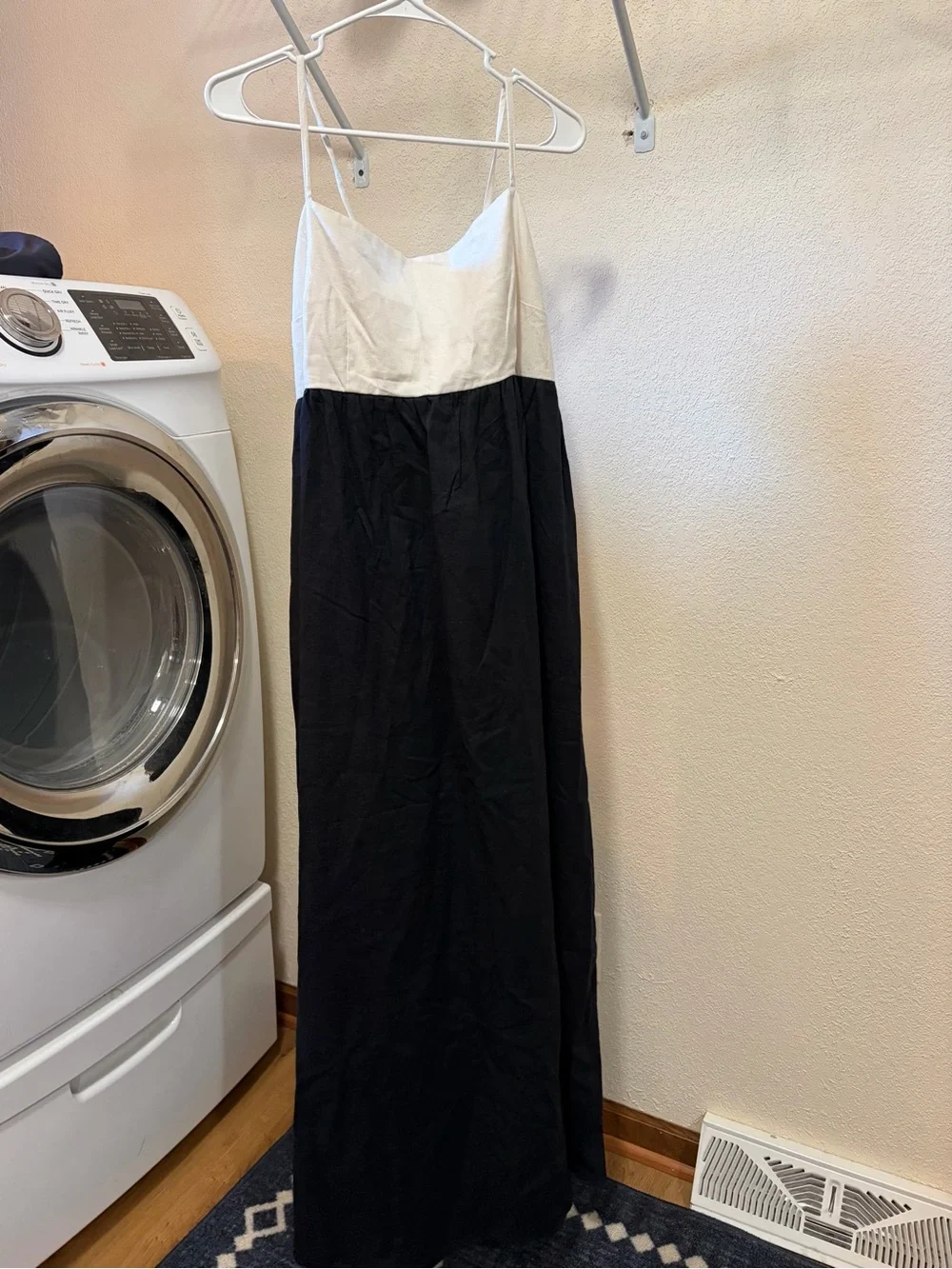 NWT Abercrombie & Fitch Women’s Tie-Back Babydoll Maxi Dress Black & White